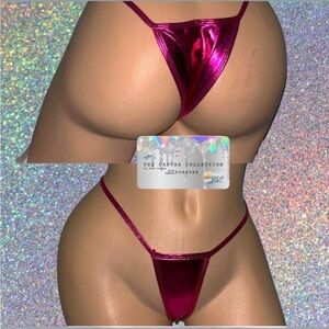 EXOTIC DANCE WEAR: FUCHSIA METALLIC THONG